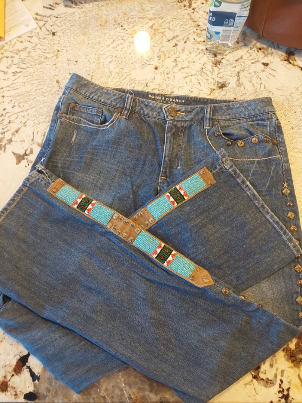 Double D Ranch Midrise Beaded Jeans with stud down each side size 14